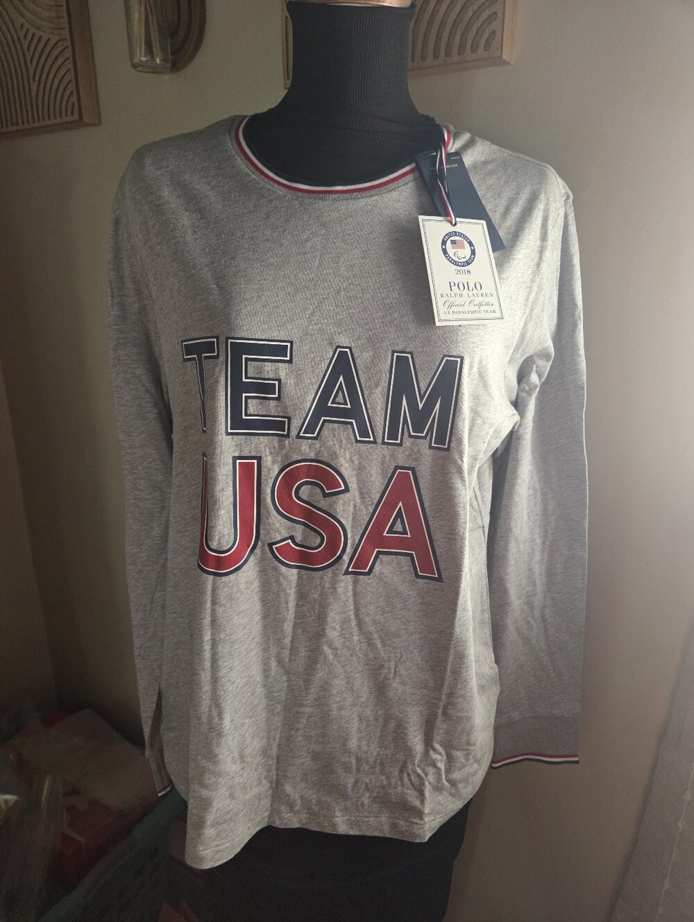Team USA Gray Long Sleeve Tee by Polo Ralph Lauren XL